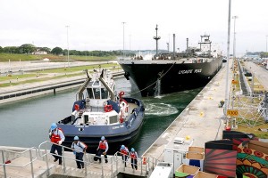 An LPG vessel passes through the expanded Panama Canal. Photo courtesy of the Panama Canal Authority.