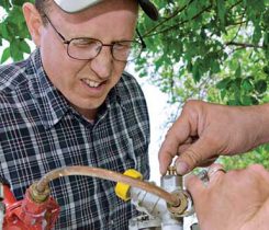 Vigilance in the propane industry means ensuring a leak test or pressure test is done and documented properly, and keeping a close watch on new personnel. Photo courtesy of the Propane Education & Research Council