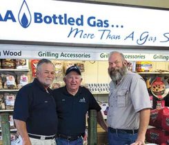 From left, AA Bottled Gas’ Larry Rogers, Gene Thigpen and David Pinkstaff. Photo courtesy of AA Bottled Gas