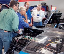 Expo attendees inspect the bi-fuel Prius, one of the NAFTC’s training tools. Photos courtesy of the National Alternative Fuels Training Consortium