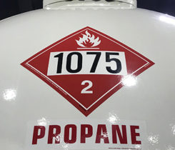 Propane 1075 placard. Photo by Joe McCarthy