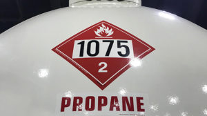 Propane 1075 placard. Photo by Joe McCarthy