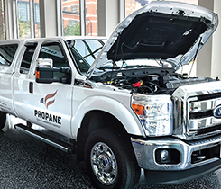 Renewable propane can be used as a drop-in replacement in this Roush CleanTech engine. Photo by Joe McCarthy