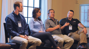 Retail propane company decision-makers on the panel are, from left, Ricky Hobday, Nicole Sullivan, John Weigel and Frank Edwards. Photo by <em>LP Gas</em>