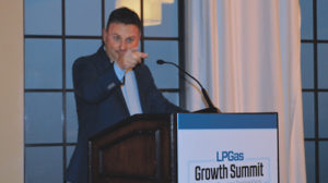 Dale Delay talking about his Gallon Challenge during the 2018 LP Gas Growth Summit. Photo: LP Gas