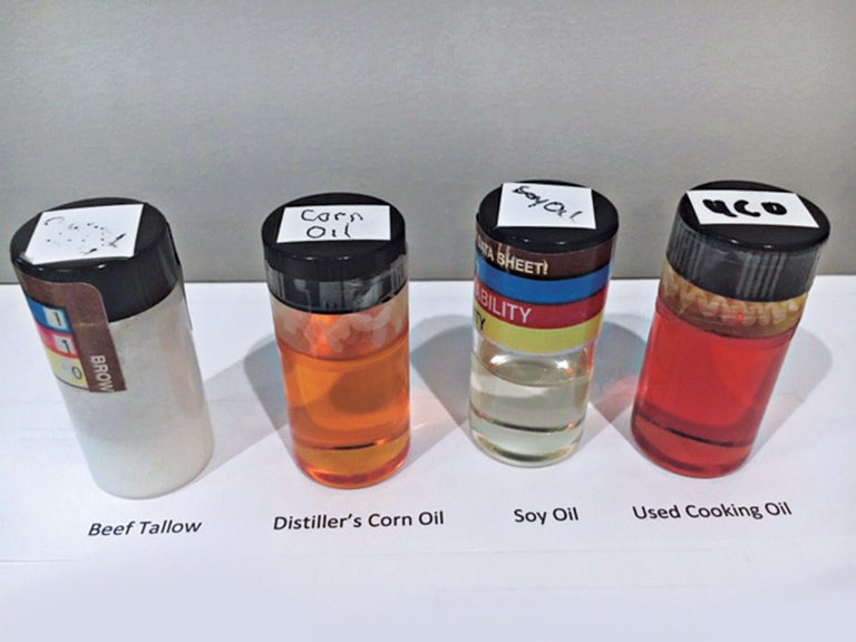 Beef tallow, distiller’s corn oil, soy oil and used cooking oil can be used as feedstocks in the renewable propane production process. Photo courtesy of World Energy