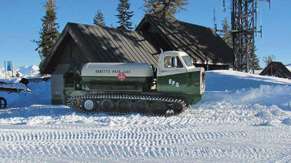 The snowcat bobtail from Ebbetts Pass Gas Service. Photo courtesy of Ebbetts Pass Gas Service