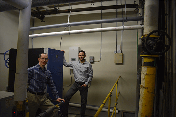 Dan Nadav, left, CEO of Enviro Power, and Mike Cocuzza, the company’s founder and chief technology officer, at their beta site in Connecticut. Photo courtesy of enviro power