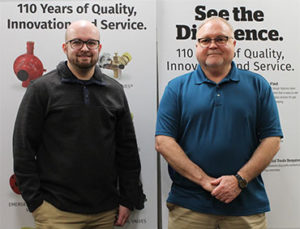 Miller, right, served as a safety director and vice president of safety for several propane marketers throughout his 45 year career in the propane industry. Photo courtesy of RegO.