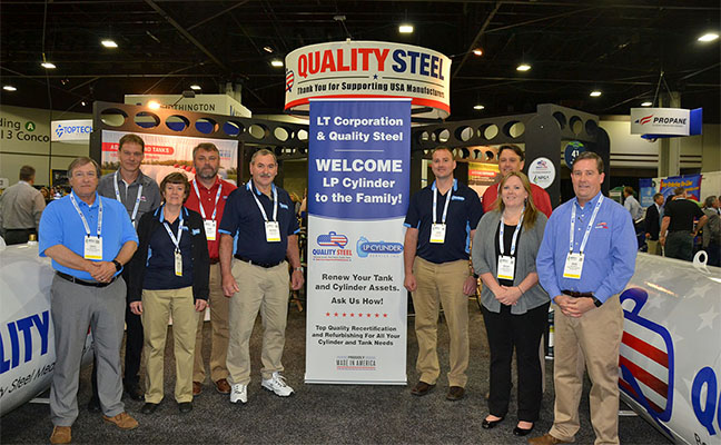 The Quality Steel and LP Cylinder Service teams on the show floor of the 2019 NPGA Propane Expo. Photo by Brian Richesson