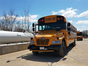 Each of the Blue Bird Vision propane school buses are powered by a Roush CleanTech propane fuel system. Photo courtesy of Roush CleanTech.