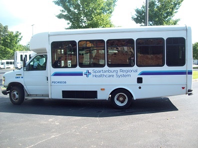 Spartanburg Regional Healthcare System chose to first convert cutaway (wheelchair equipped bus) and courier vehicles. Photo courtesy of Alliance AutoGas