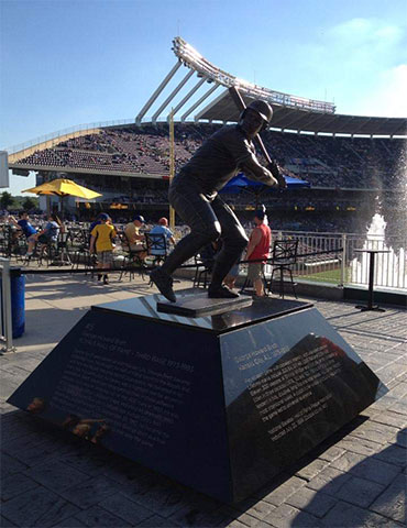 The George Brett statue at Kaufman Stadium, home of the Kansas City Royals, in Kansas City, Missouri. Photo by Kevin Yanik