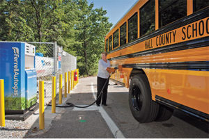 Though Georgia only awarded VW settlement funding for electric vehicles thus far, propane autogas school buses are still rolling in the state, with about 800 on the roads. Photo courtesy of Roush CleanTech