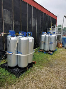 All personnel should be trained on proper storage of tanks. Photo courtesy of Ferrellgas