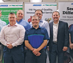 In North Carolina, LP Gas saw firsthand how RegO Products manufactures flow control products for the LPG industry. The company announced a multimillion-dollar expansion of its U.S. manufacturing capacity at its facility in Whitsett. The expansion focuses on enhancing operational efficiency and increasing machine throughput across manufacturing lines. Pictured here are, from left in the back row, RegO’s Chad Thomas, Mark Dirks, Bob Paul, Michael Lucas and Jason Clark; front row, from left, LP Gas’ Brian Kanaba and Brian Richesson. Photo courtesy of RegO Products