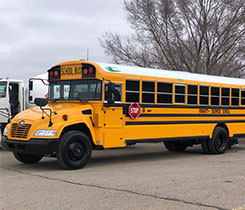 One of Moriarty-Edgewood School District's new propane buses. Photo courtesy of Roush CleanTech