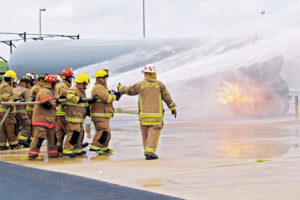 Propane pros and first responders participate in live fire training at an industry responder conference. Photo by Larry Dombrowski/Logica 3