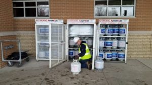 In Worcester, Massachusetts, AmeriGas continued to supply tanks, as well as help set up temporary heaters to warm frontline workers at testing sites. Photo: AmeriGas