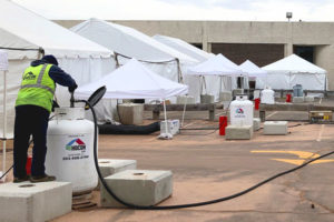 Hocon Gas is supplying temporary heat at a CVS drive-thru testing site in New Haven, Connecticut. Photo courtesy of Hocon Gas