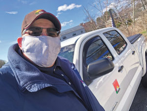 A Hocon Gas employee dons a mask during the coronavirus pandemic. Photo courtesy of Hocon Gas