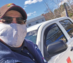 A Hocon Gas employee dons a mask during the coronavirus pandemic. Photo courtesy of Hocon Gas