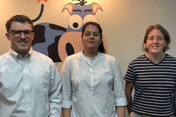 Blue Cow Software new hires From left to right: Delavan, Shafiq, Venuti