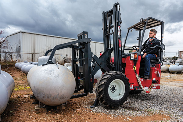 Photo courtesy of Hiab _ forklift tank clamp attachment