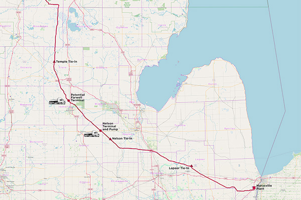 Michigan Express Pipeline map courtesy of Silver Wolf Midstream