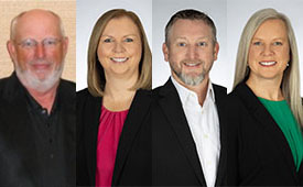 Headshots, from left: Gardner, Angi Harris, Paul Harris and Kedzierzawski