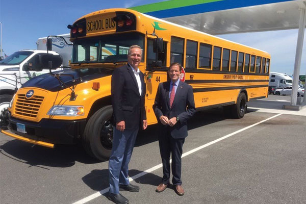 Sen. Richard Blumenthal, right, stands with Steve Whaley of PERC at the Pride Travel Center opening.