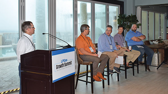 From left are Brian Richesson of LP Gas, Tony Buck of Lakes Gas, Clay Borden of O'Nealgas, Armistead Mauck of Cherry Energy and Trevor Wendt of Wendt's Propane and Oil. Photo by LP Gas staff