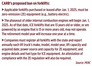 CARB's proposed ban on forklifts