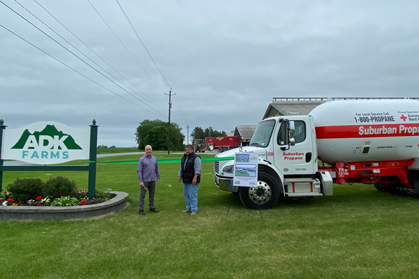 Left-to-right: Michael Stivala, President and Chief Executive Officer, Suburban Propane; Jon Rulfs, Partner, Adirondack Farms. (Photo courtesy of Suburban Propane)