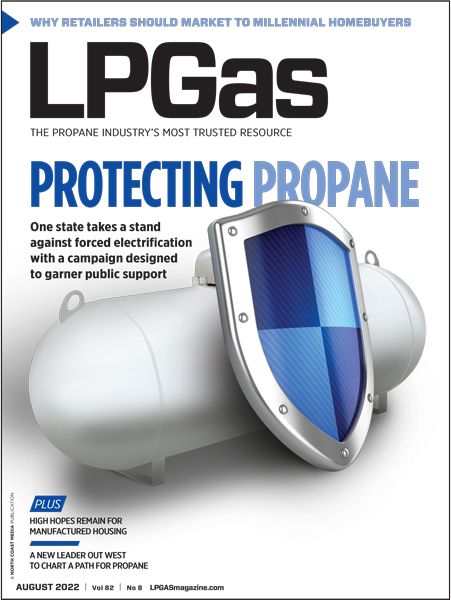 LP Gas July 2022. Photo courtesy of the Propane Education & Research Council; Tomwang112/iStock / Getty Images Plus/Getty Images (sky)