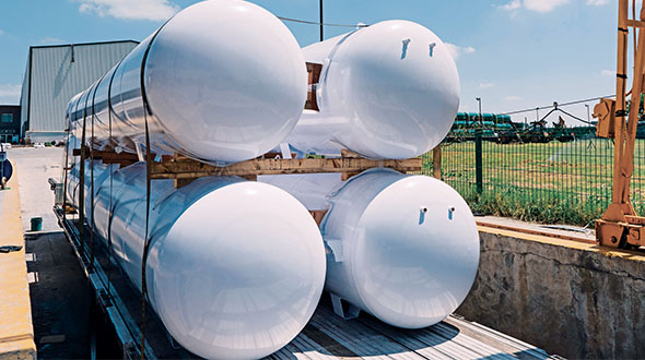 Rising transportation costs factor into the price of propane tanks. (Photo courtesy of Metsa Tanks Inc.)