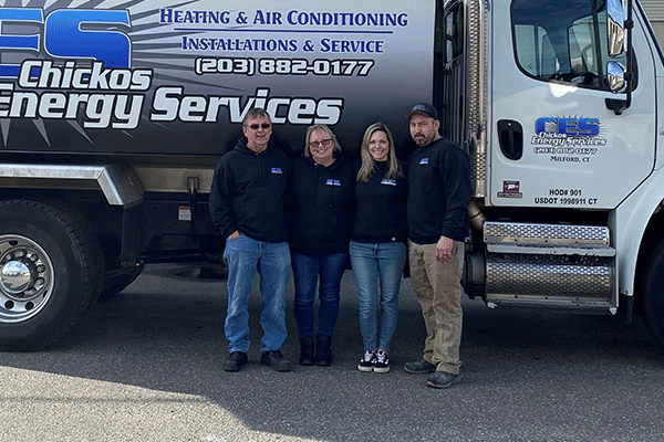 From left are Chickos Energy Services owner Mike Chickos, his wife Lisa Chickos, daughter-in-law Ashley Chickos and son Matt Chickos. (Photo courtesy of Paraco HVAC)