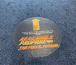 Renewable propane floor sign photo by LP Gas staff