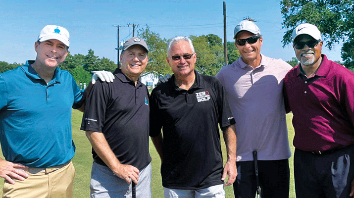 Ed Varney, center, is co-founder of Pros4Care, with support at the 2022 Zero Cancer Pros4Care golf benefit from the team at FOX 4 in Dallas-Fort Worth. (Photo courtesy of Ed Varney)