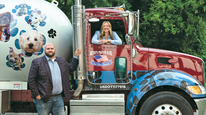 Trevor Wendt and his wife, Rachel, represent the Sanborn, New York, propane marketer. (Photo by Adam Paul)