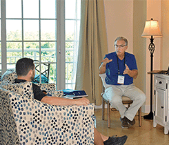 The LP Gas Growth Summit features one-on-one meetings between partners like Tankfarm’s Mark Zimora, right, and propane company decision-makers. (Photo by LP Gas staff and Tom Ledford/Ledford Productions)