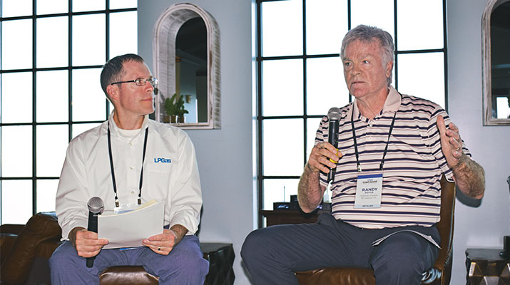 Holtzman Propane consultant Randy Doyle, right, answers questions from LP Gas Editor Brian Richesson. (Photo by LP Gas staff)