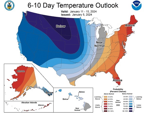 Chart 4: Temperature Outlook for Jan. 11-15, 2024 (Chart: EIA)