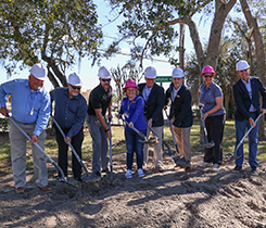 From left: Johnny Hill, regional manager of operations, Florida Public Utilities; Mike Wojtuniak, owner of Engineer Permits Inc. in Deland; Luke Flynn, Central Florida Building & Inspectors; Karen Chasez, mayor of DeBary; Jeff Householder, president, CEO and chairman of the board of directors, Chesapeake Utilities Corp.; Jim Pappalardo, DeBary council member; Patricia Stevenson, DeBary council member; and Jeff Sylvester, senior vice president, COO, Chesapeake Utilities. Photo by Hillary Turlington for Chesapeake Utilities Corporation