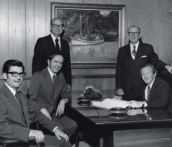 John Blossman, seated at right, believed that everyone in the company was special in fulfilling their own, different roles.
