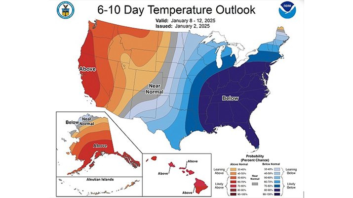 Map 1: 6-10 day temperature outlook