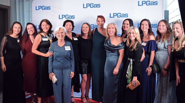 Inductee Rita Pecilunas celebrates with friends, colleagues and Women in Propane members, including Class of 2022 inductee Nancy Coop. (Photo by LP Gas staff)