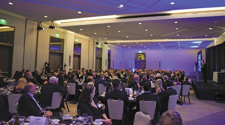 Propane industry professionals gather at the JW Marriott hotel in Charlotte, North Carolina, for the LP Gas Hall of Fame induction dinner, which takes place annually on the eve of the National Propane Gas Association’s Southeastern & International Propane Expo. (Photo by LP Gas staff)