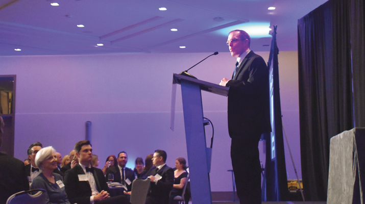 LP Gas Editor-in-Chief Brian Richesson addresses attendees of the black-tie event. (Photo by LP Gas staff)