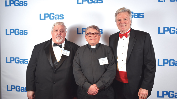 From left, Class of 2024 inductee Mike Walters, the Rev. Joe Rose of the 2022 class and Class of 2024 inductee Randy Doyle. (Photo by LP Gas staff)